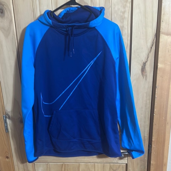 Blue Nike Dri Fit Hoodie with Swoosh Logo - Picture 1 of 4